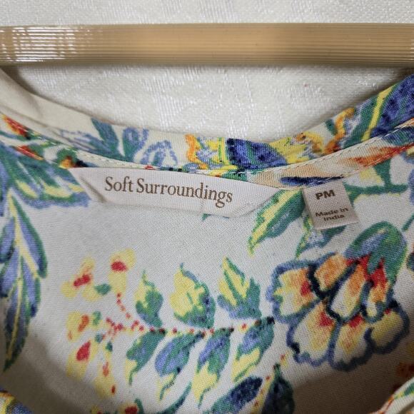 Soft Surroundings Kara Dress sz PM Yellow Multicolor Floral Tiered Boho Peasant - Picture 9 of 14